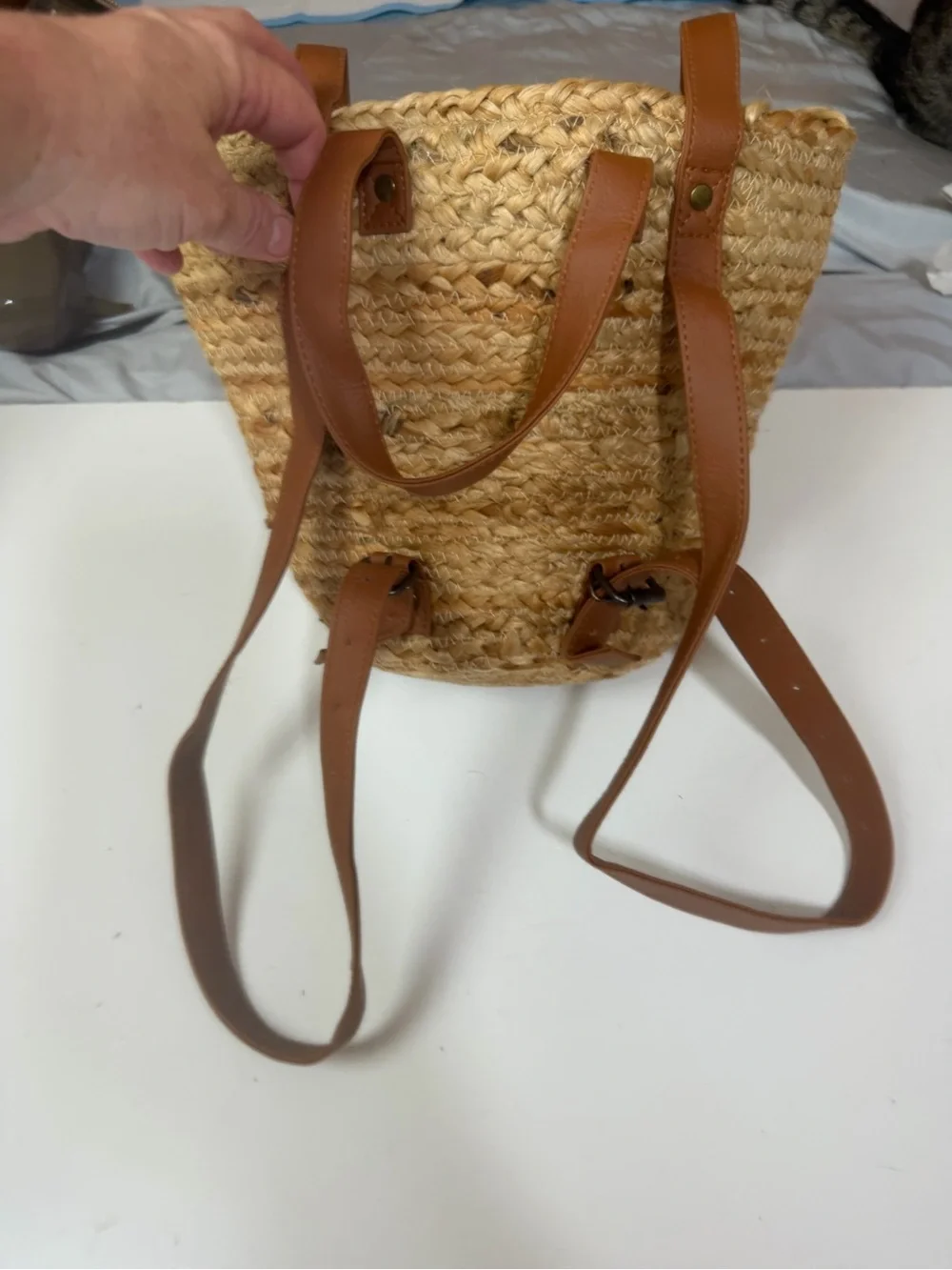XIX‎ Palms Anthro Shorebreak Woven Jute Insulated Picnic Cooler Backpack NWT